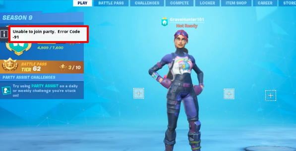  Fortnite Error Code 91