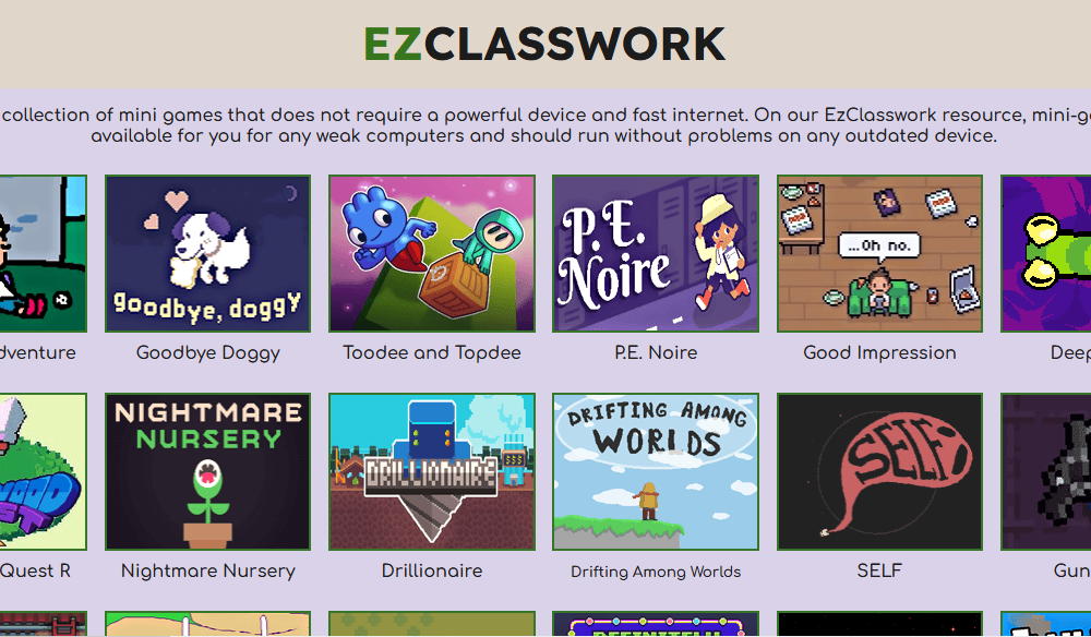 EzClasswork Mini-Games